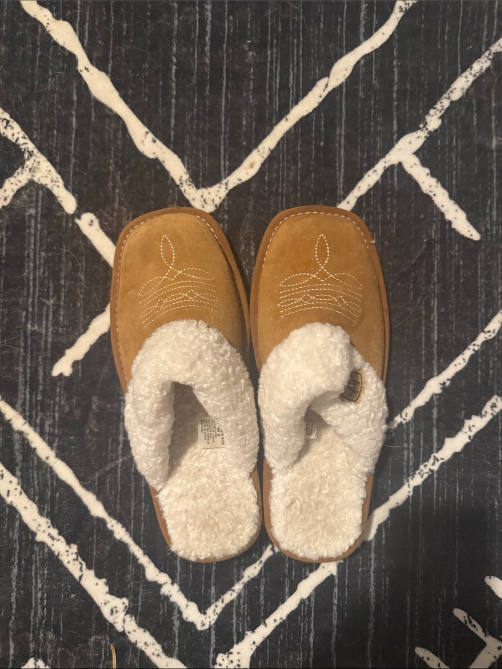 Ariat Tan Suede-Look Shearling-Lined Slip-On Mules